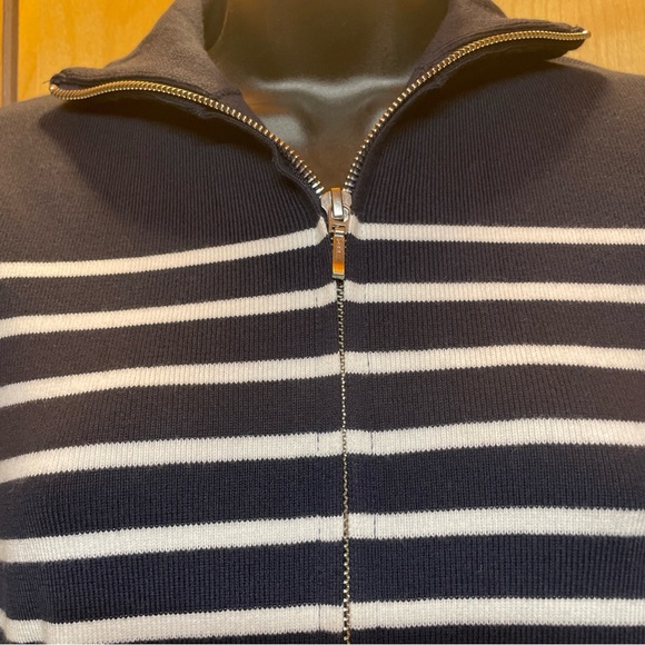 Pura cashmere Classic Navy/White Striped Women's Sweater XS 100%supima cotton - Picture 3 of 7